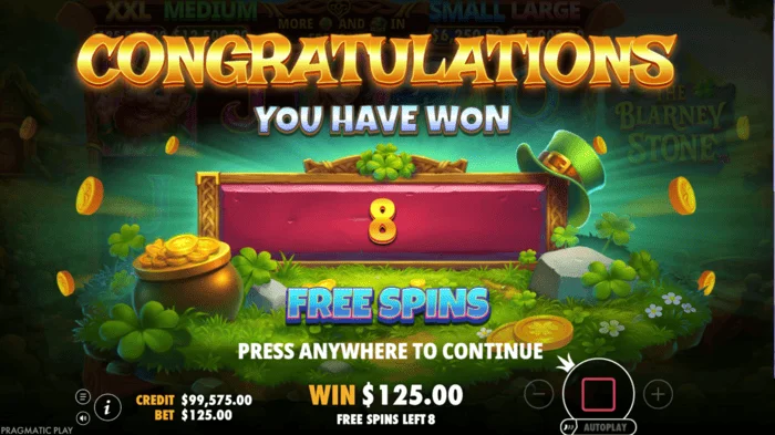 The Blarney Stone - inicio de la ronda de free spins
